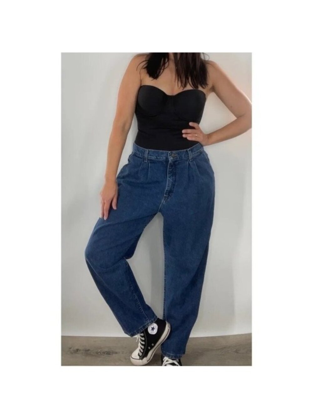 LEE High Rise Vintage Pleated Front Denim Mom Jeans